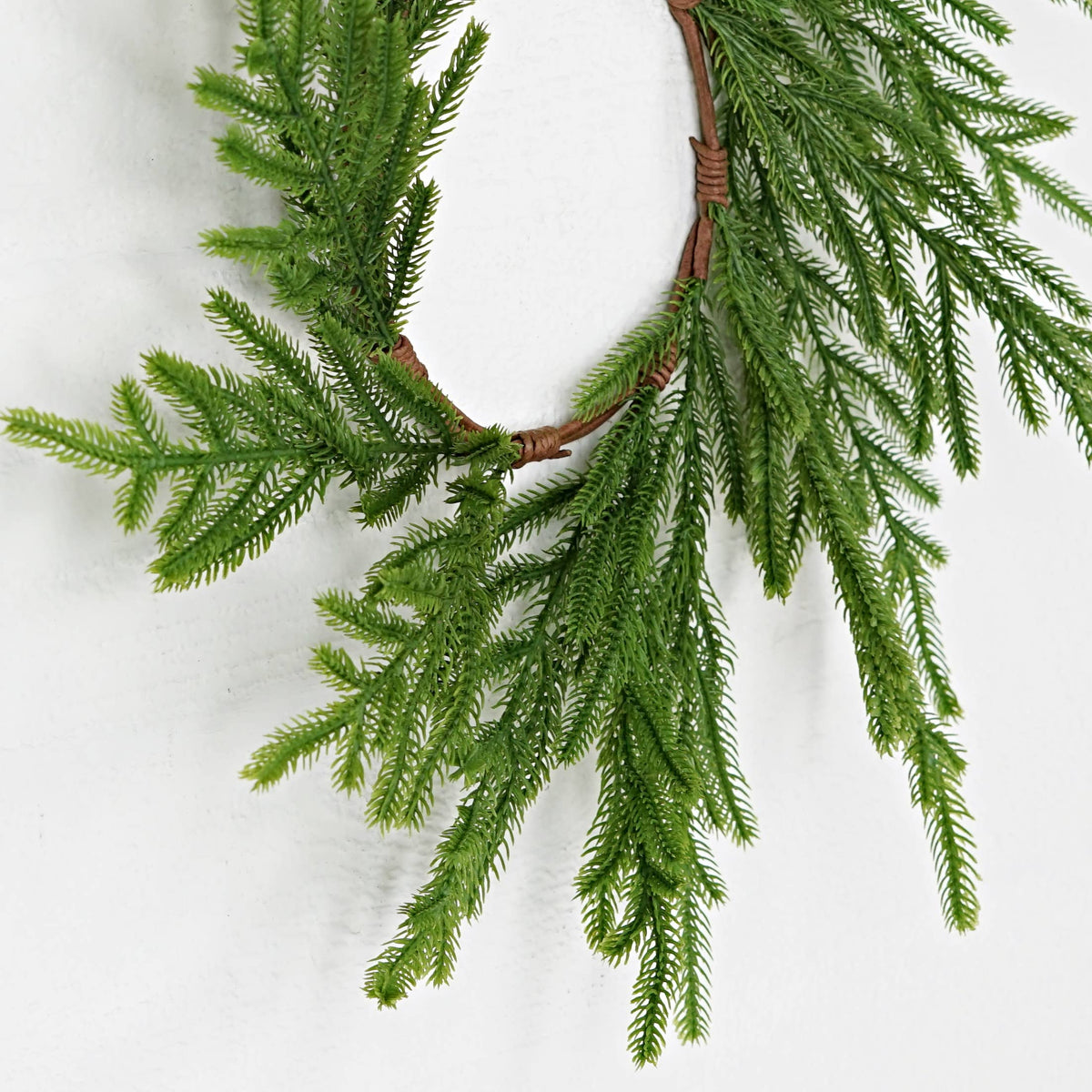 Evergreen Norfolk Pine Soft Touch Wreath, Feathered Farmhouse