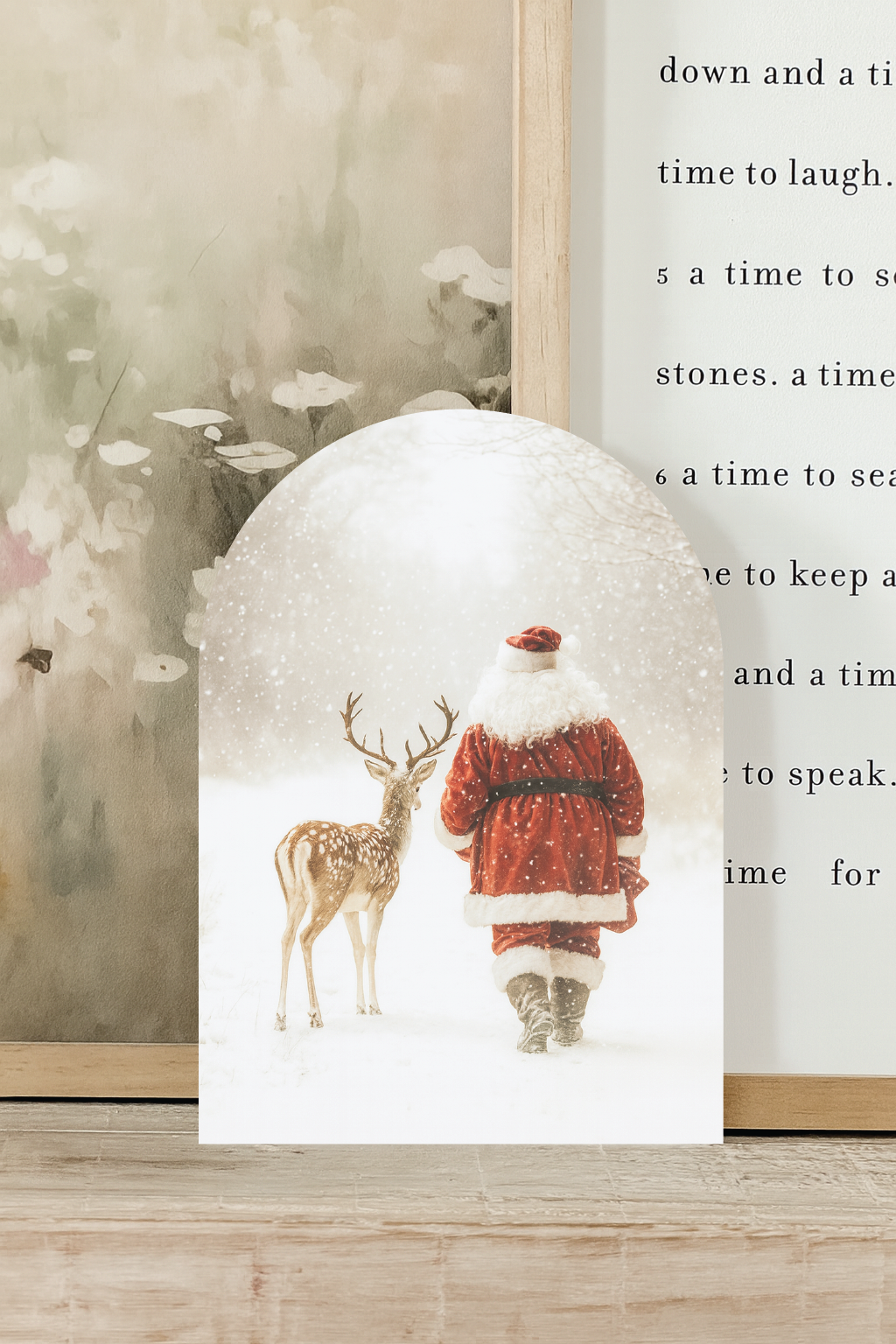 Santa and Reindeer Walking Arch, Feathered Farmhouse