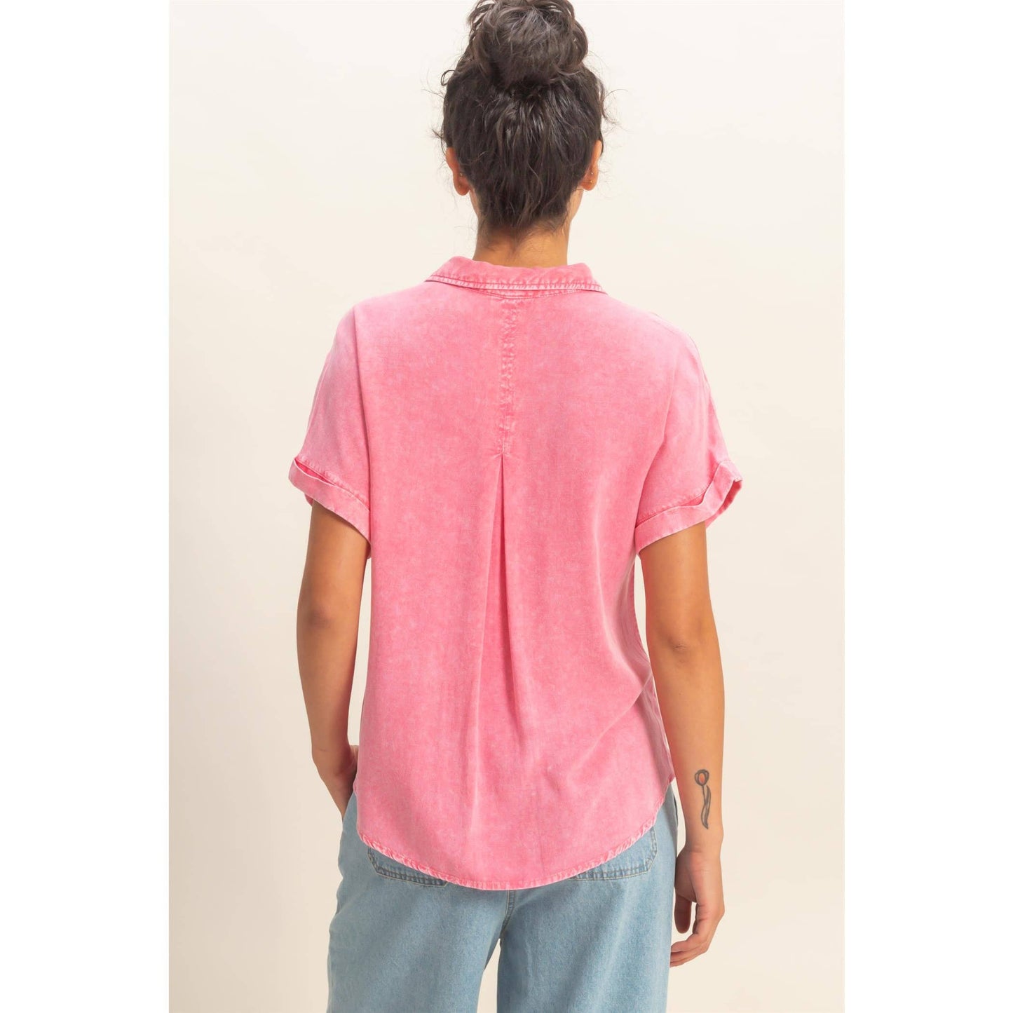 Mineral Wash Button-Up Dolman Sleeve Shirt, Feathered Farmhouse