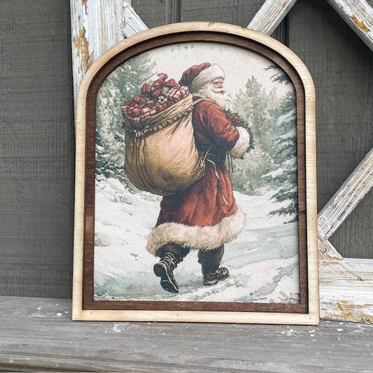 Santa on Snowy Path Arch, Feathered Farmhouse