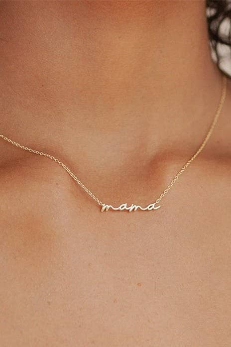 Stainless Steel Mama Necklace, Feathered Farmhouse