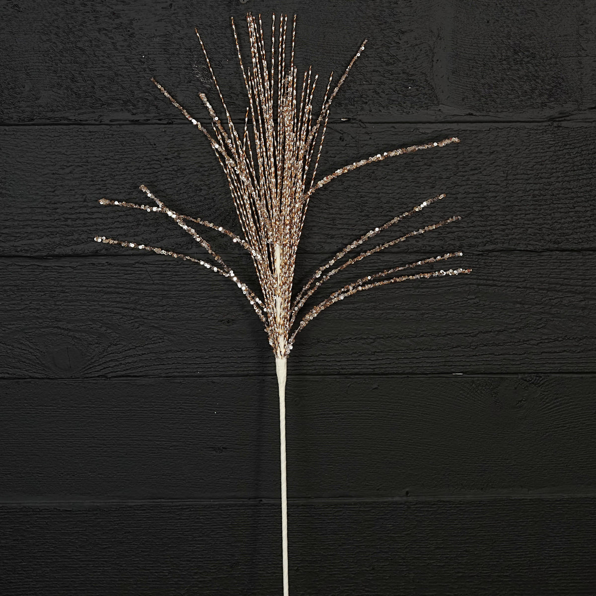 Champagne Beaded and Glittered Strings Stem, Feathered Farmhouse