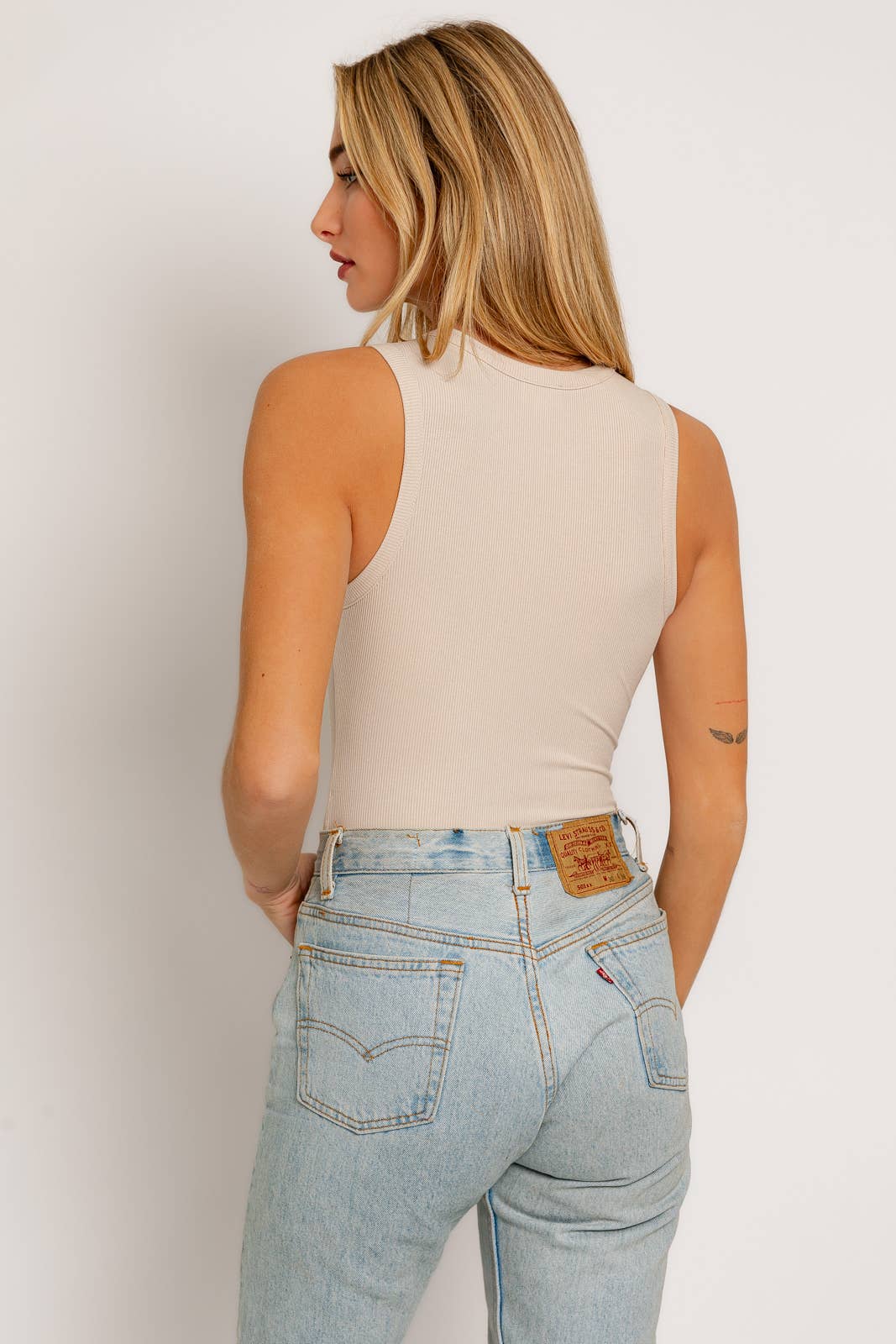 Cream Sleeveless Bodysuit, Feathered Farmhouse