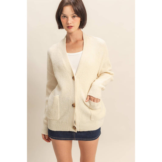 Cardigan Sweater with Front Pockets, Feathered Farmhouse