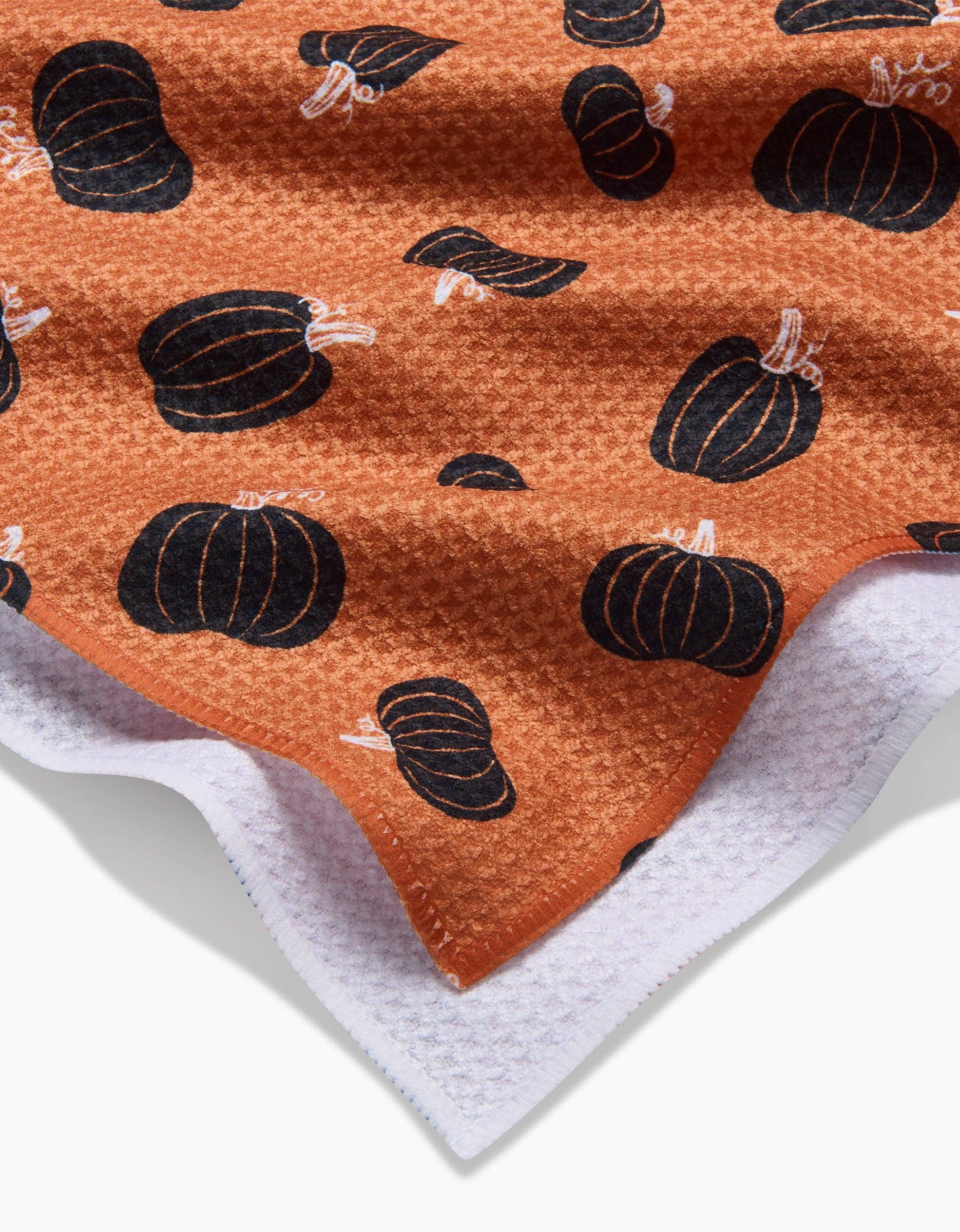 Halloween Black Pumpkins Geometry Tea Towel, Feathered Farmhouse