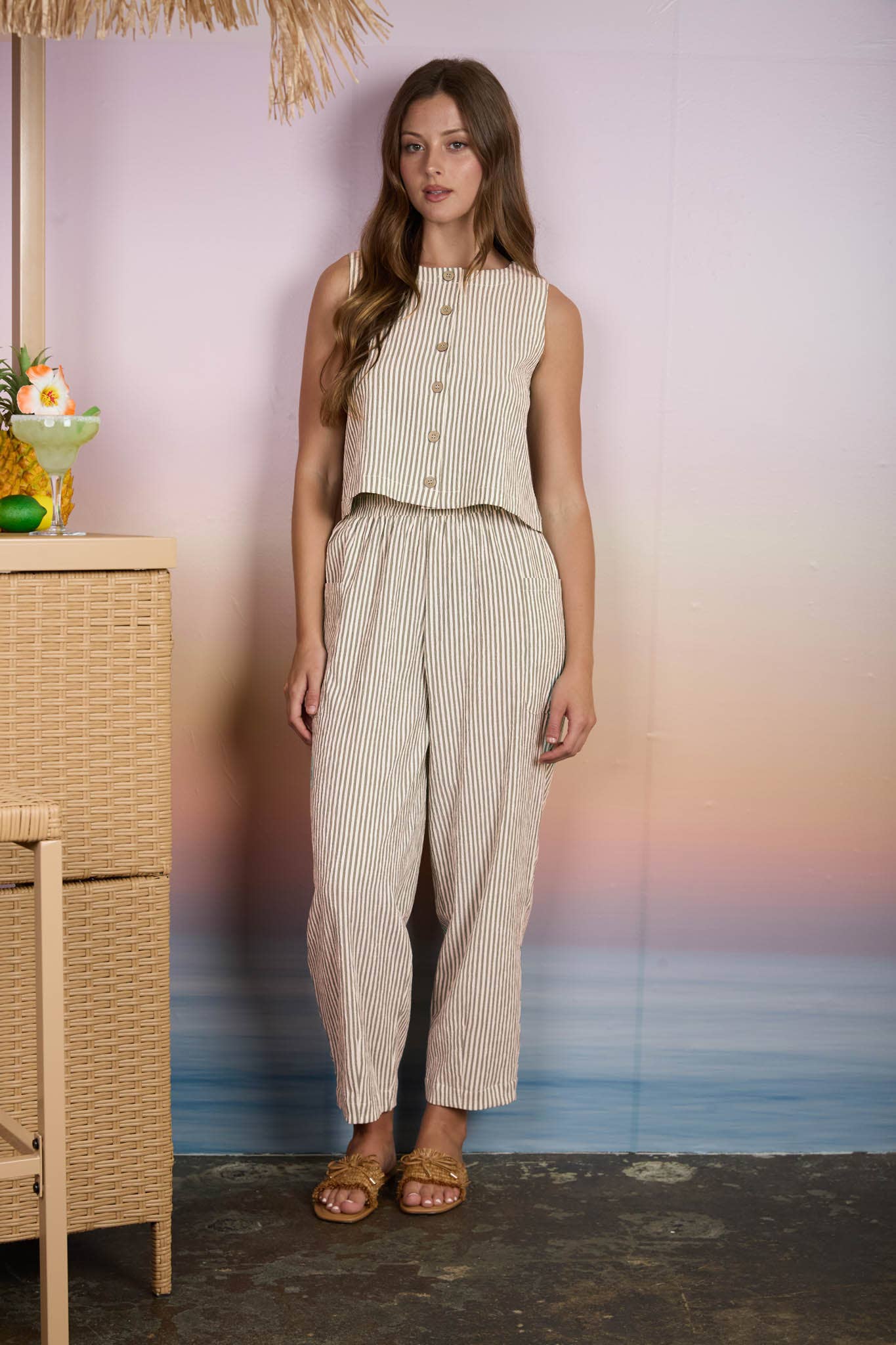 Stripe Round Neck Tank Top, Feathered Farmhouse