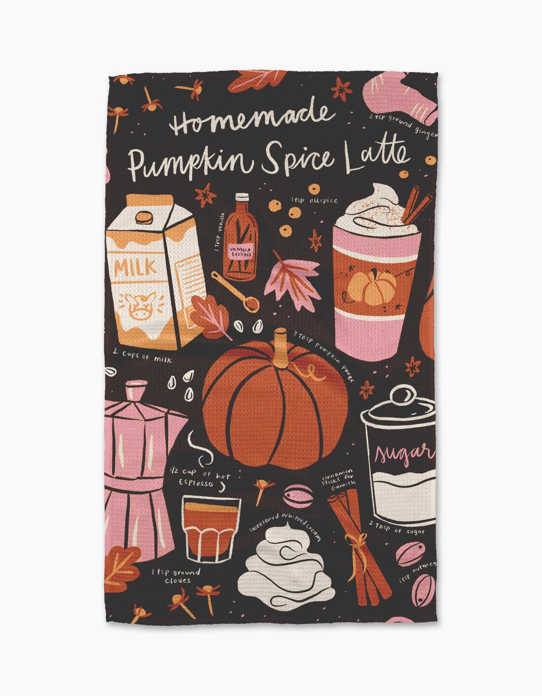Pumpkin Spice Latte Tea Towel, Feathered Farmhouse