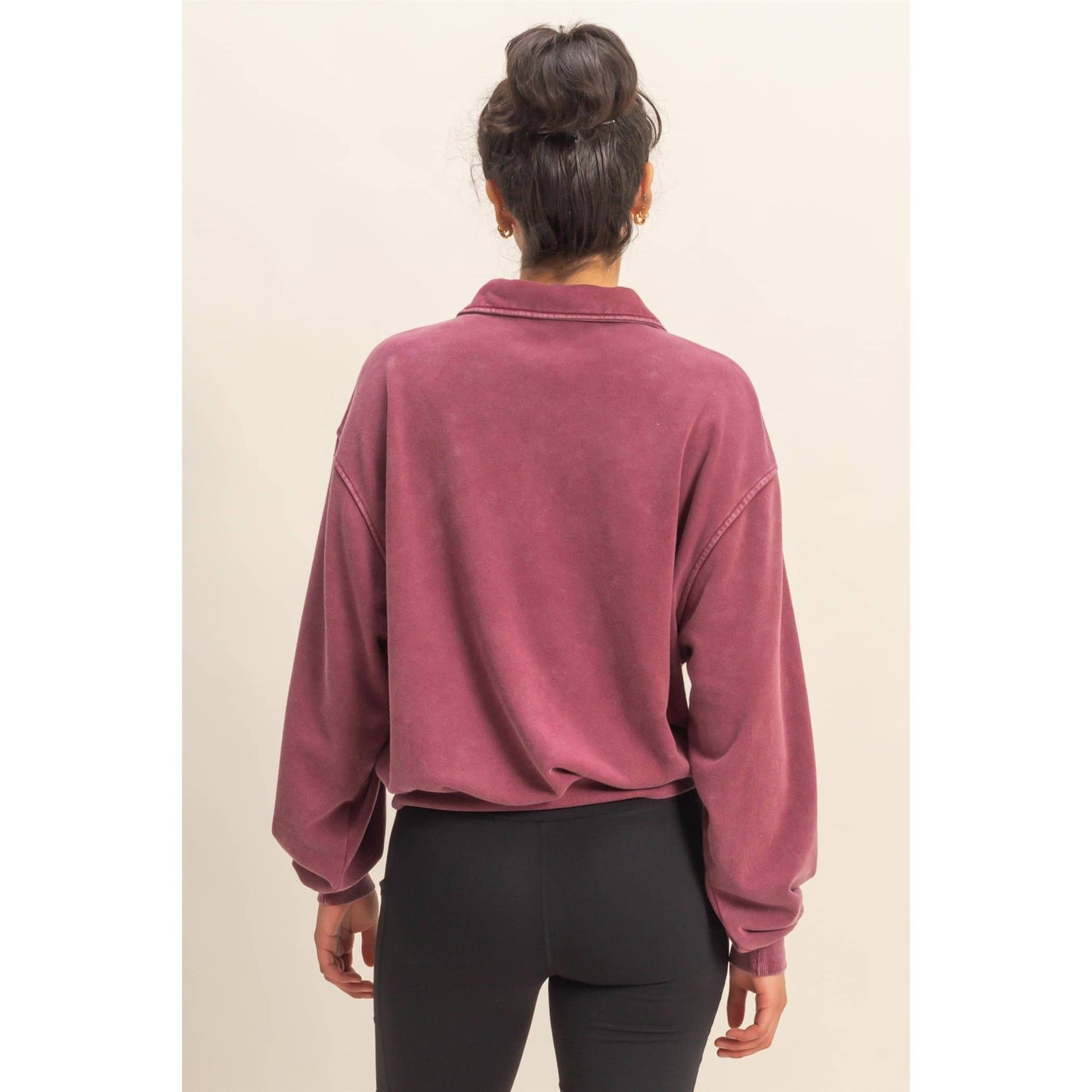 Mineral Washed Half Zip Sweatshirt, Feathered Farmhouse