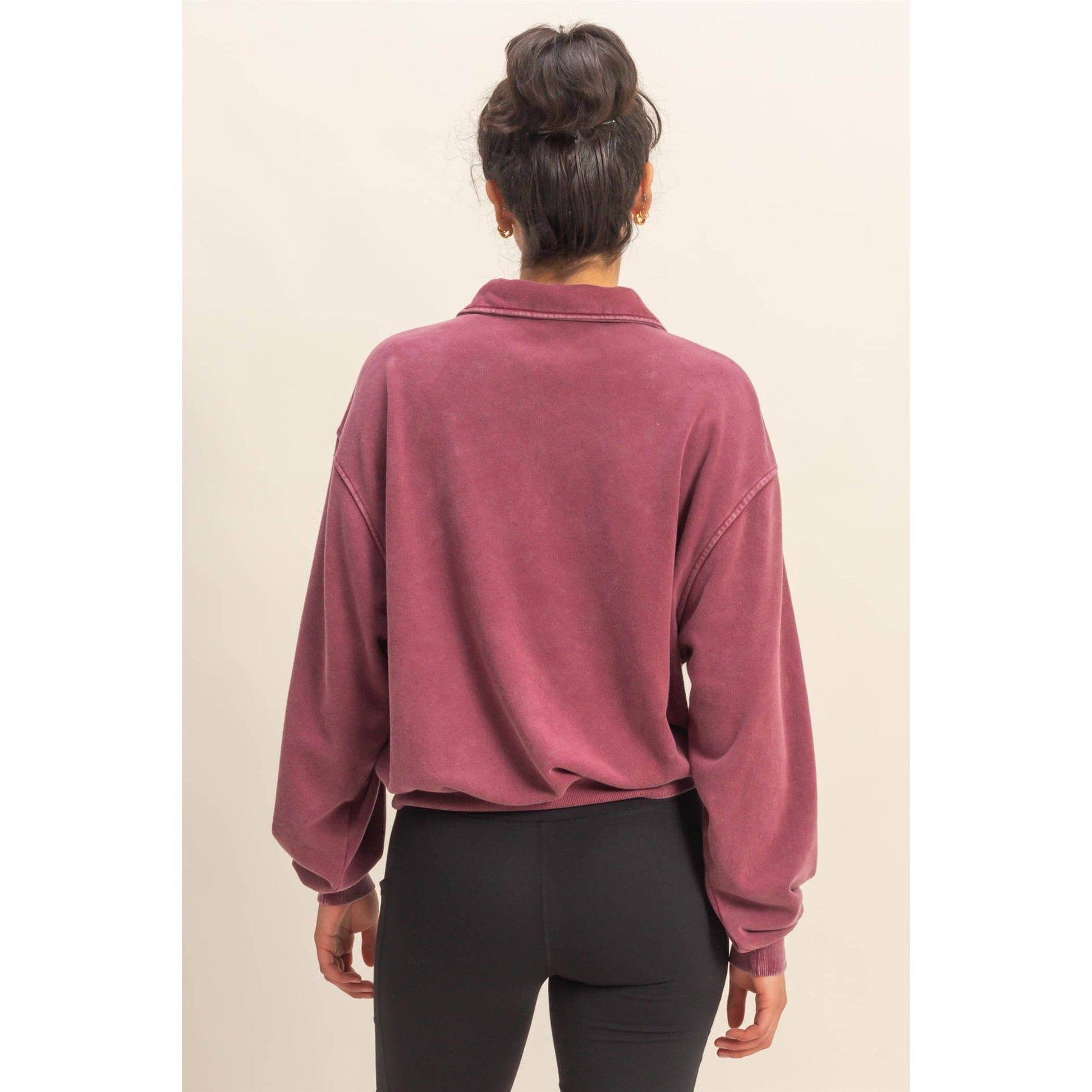 Mineral Washed Half Zip Sweatshirt, Feathered Farmhouse