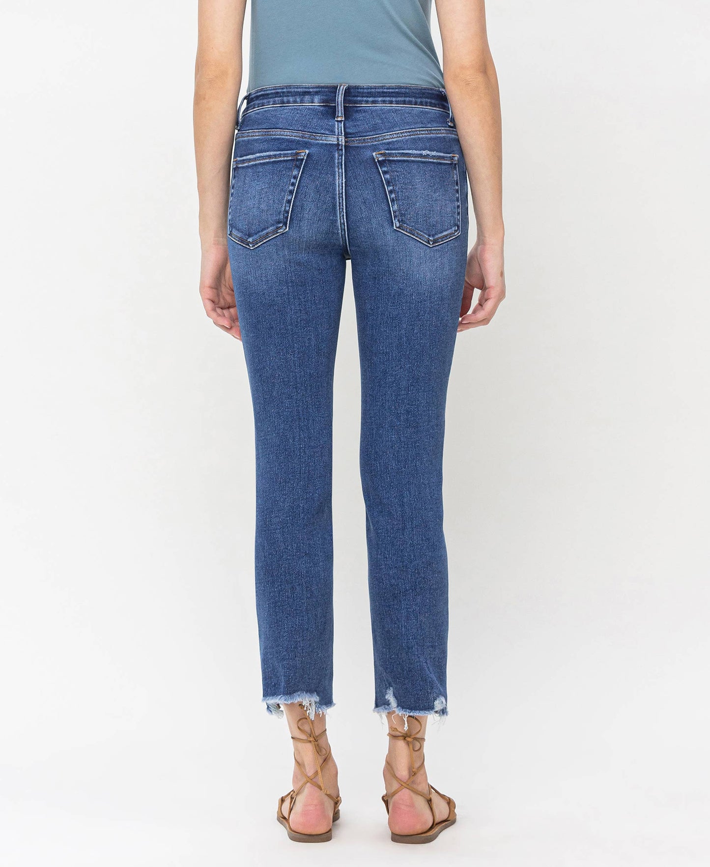 High Rise Crop Slim Straight Jeans, Feathered Farmhouse