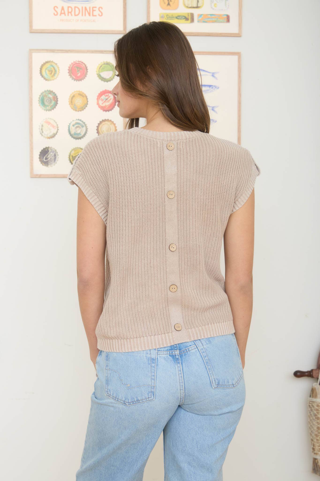 Khaki Acid Washed Top, Feathered Farmhouse