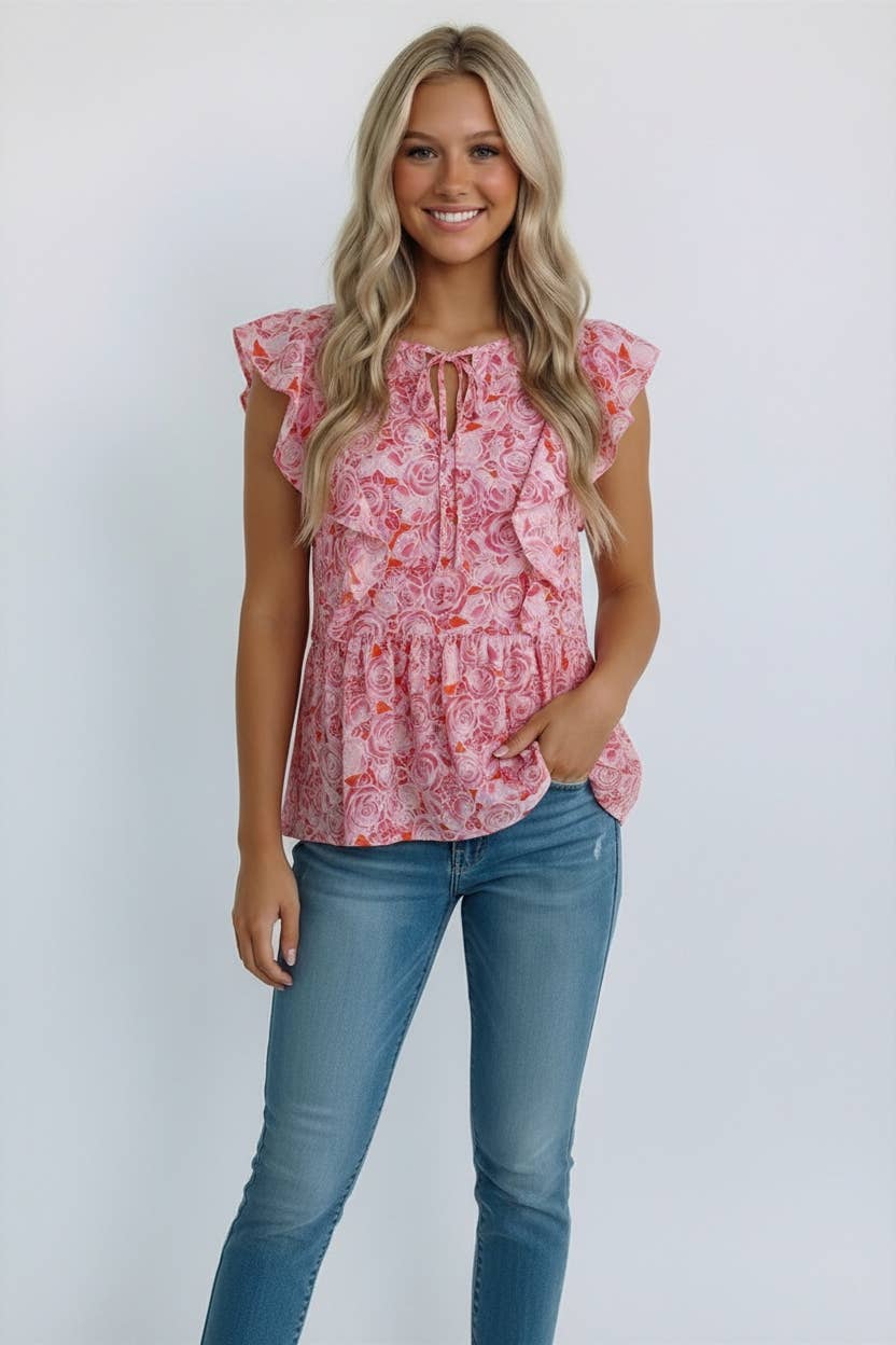 Ruffle Babydoll Blouse, Feathered Farmhouse