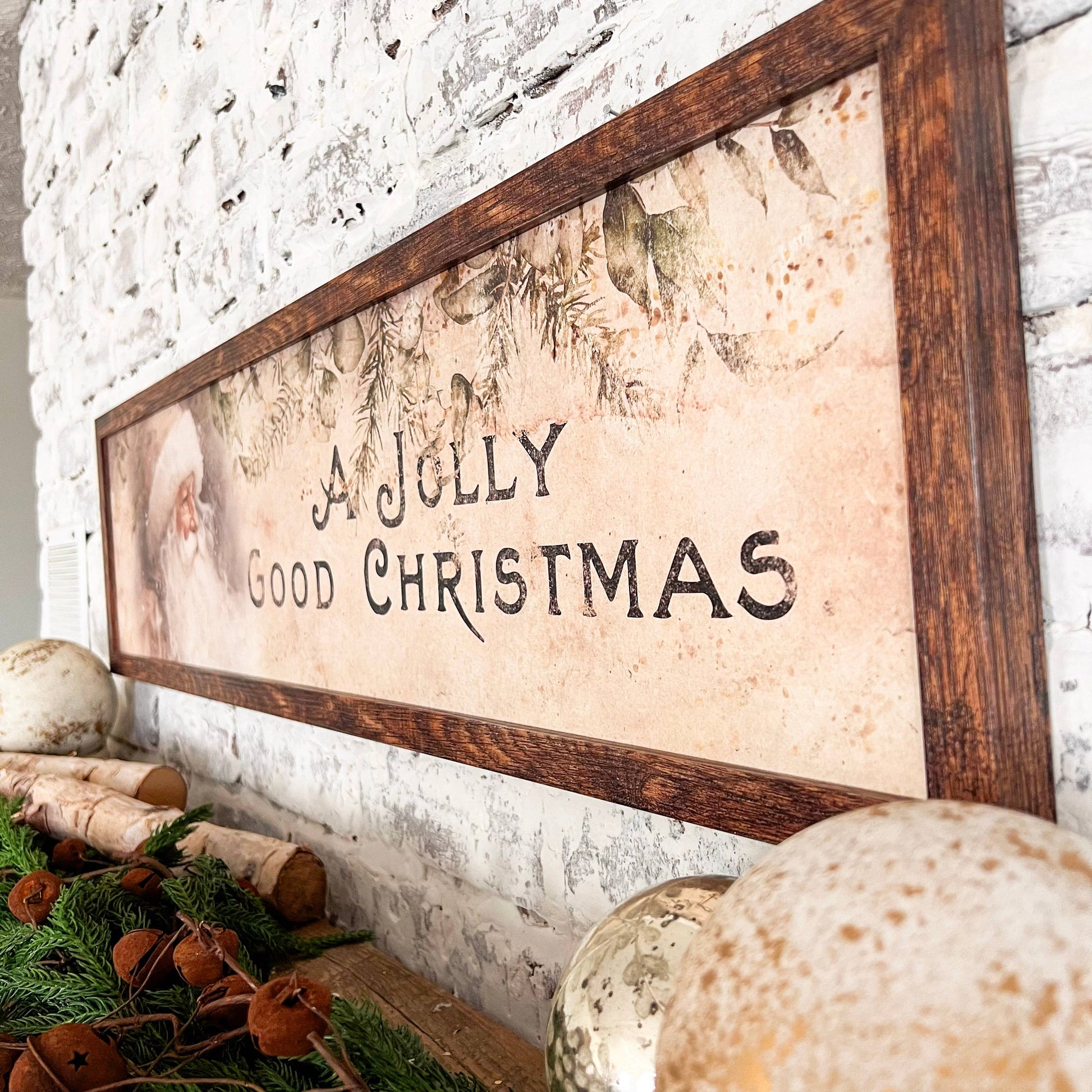 A Jolly Good Christmas Wood Sign, Feathered Farmhouse