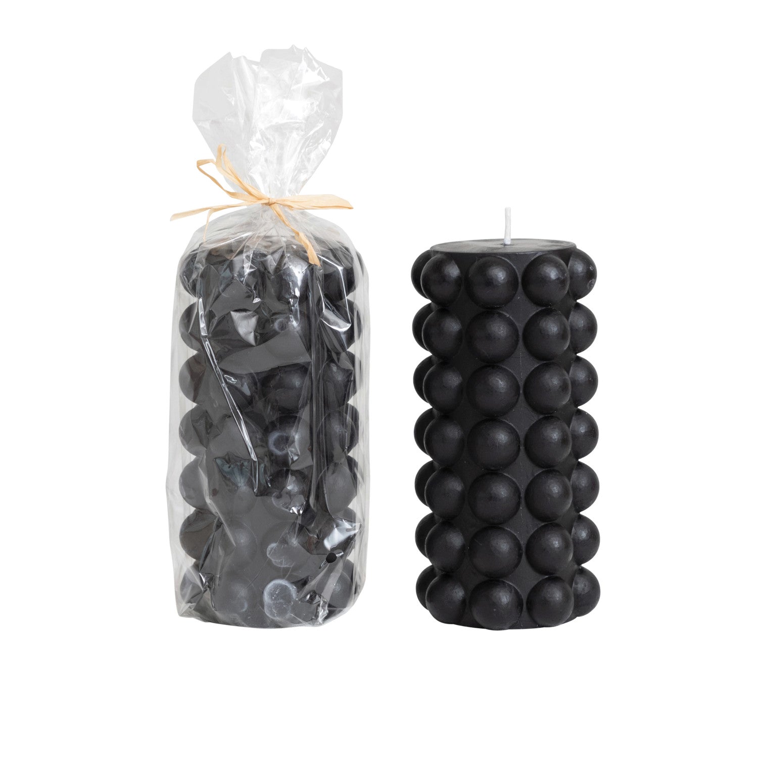 Unscented Hobnail Pillar Candle, Feathered Farmhouse