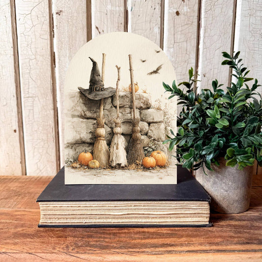 Witches Broom Arched Shelf Sitter, Feathered Farmhouse