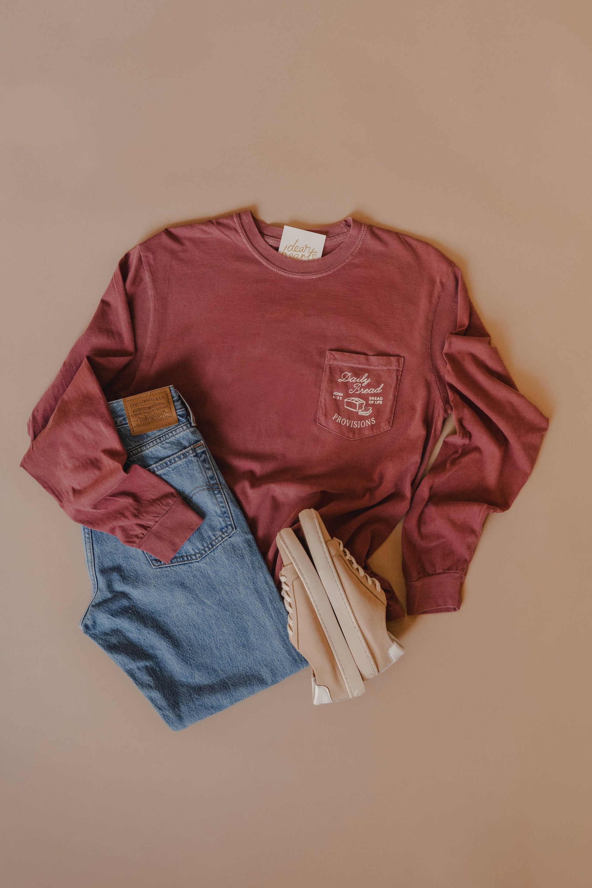 Daily Bread Long Sleeve Tee, Feathered Farmhouse