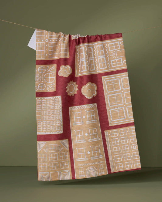 Gingerbread City Tea Towel, Feathered Farmhouse