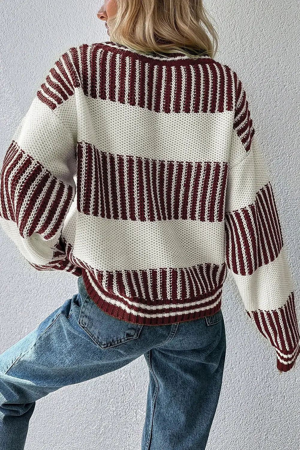 Brown Striped Sweater, Feathered Farmhouse