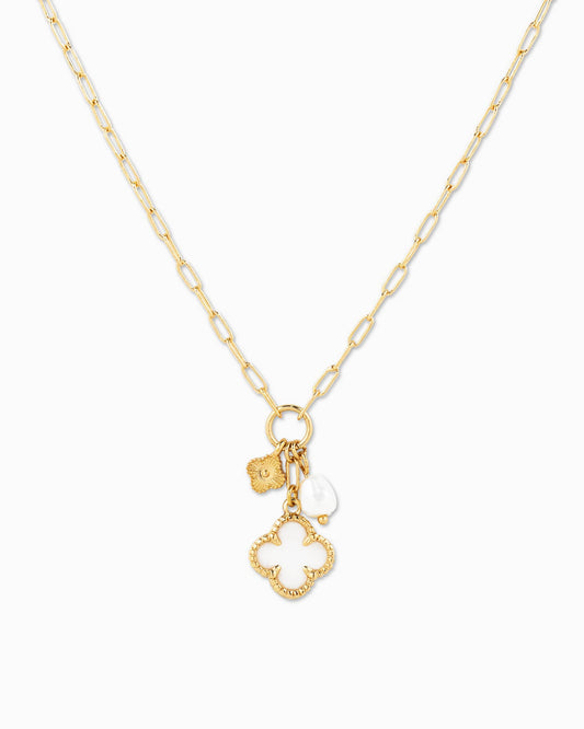 Clover Triple Charm Necklace, Feathered Farmhouse