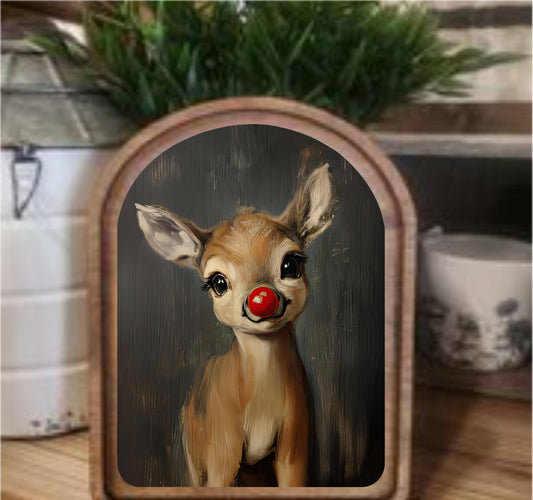 Arch Top Rudolph Framed Art, Feathered Farmhouse