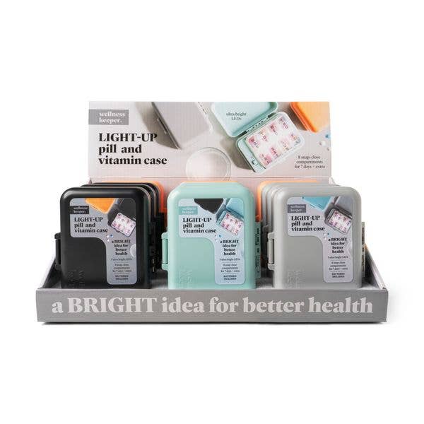 Wellness Keeper Light Up Pill and Vitamin Case, Feathered Farmhouse