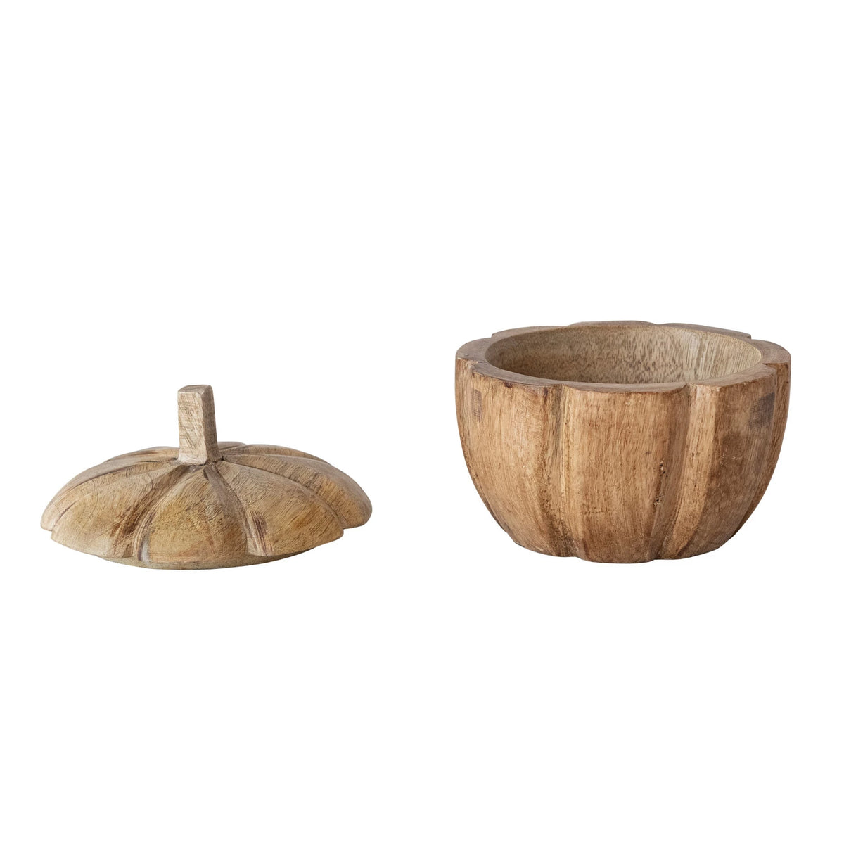 Pumpkin Shaped Container with Lid, Feathered Farmhouse