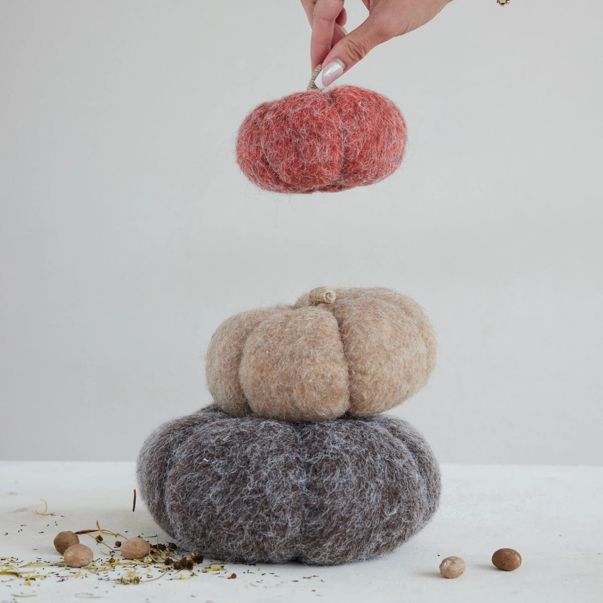Felt Pumpkin, Feathered Farmhouse