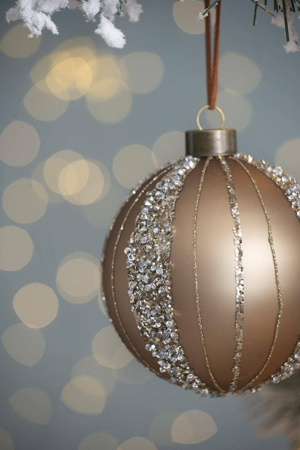Champagne + Silver Glass Ball Ornament, The Feathered Farmhouse