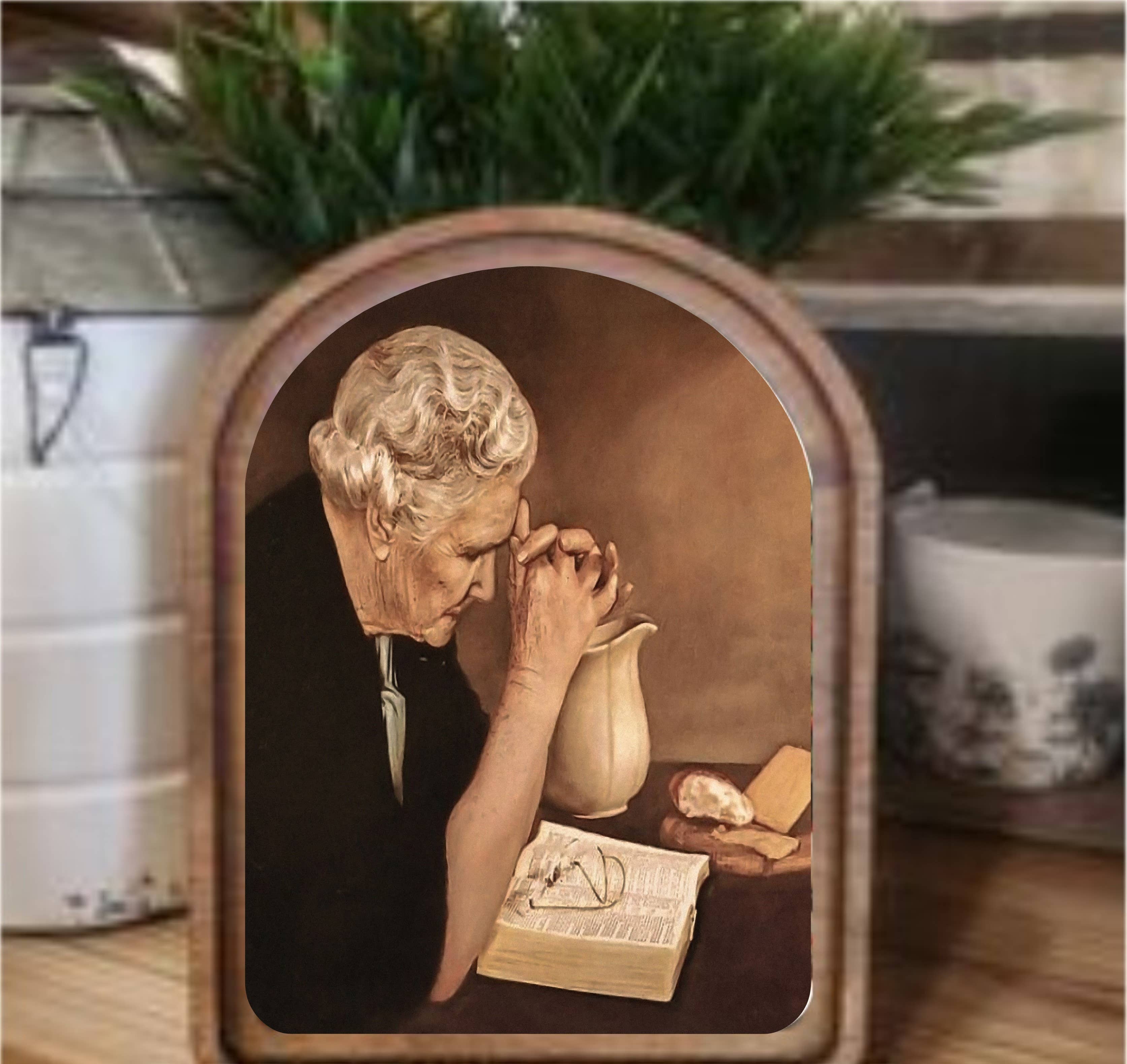 Praying Woman Framed Art Arch Top – The Feathered Farmhouse