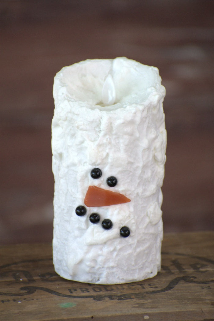 Snowman Candle, Feathered Farmhouse