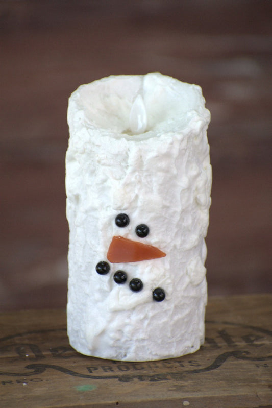 Snowman Candle, Feathered Farmhouse