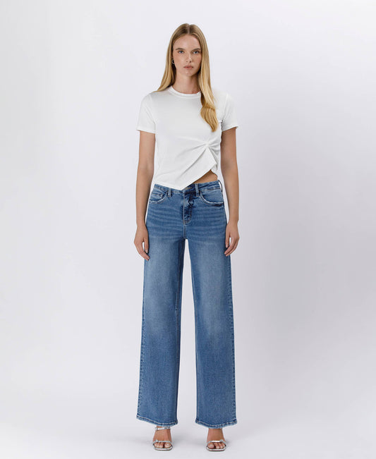 Tummy Control Super High Rise Baggy Jeans, Feathered Farmhouse