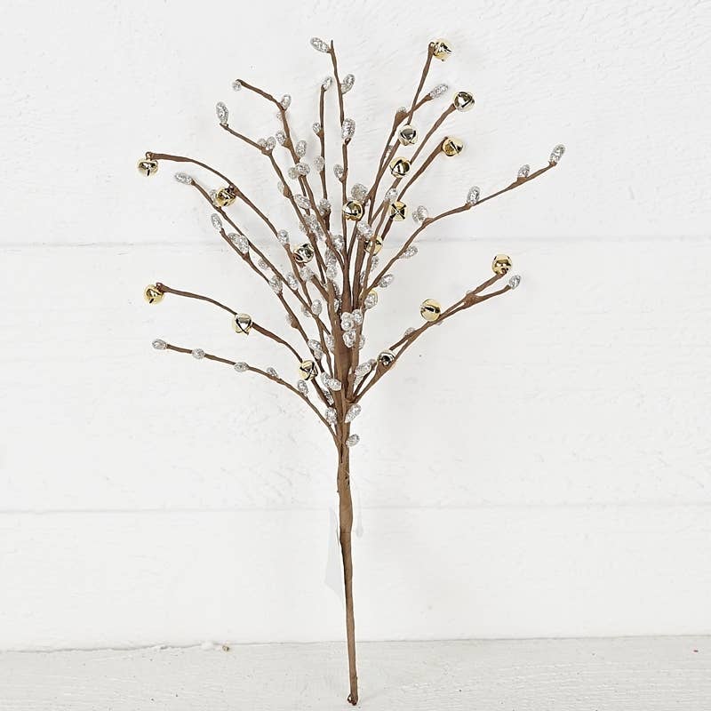 Champagne Glitter Mini Bells Spray, Feathered Farmhouse