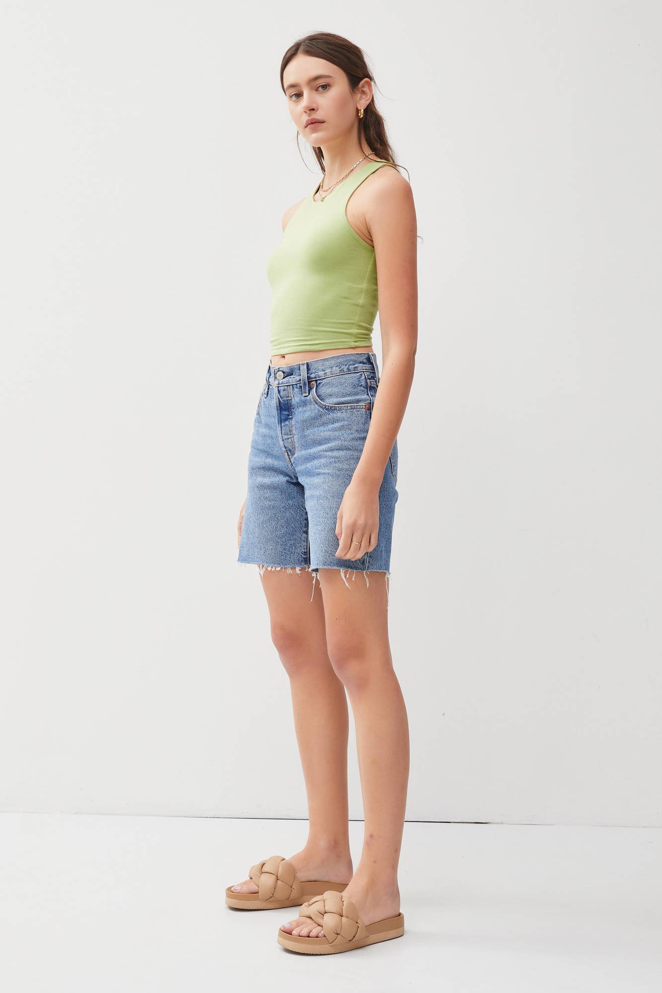 High Neck Cropped Tank, Feathered Farmhouse