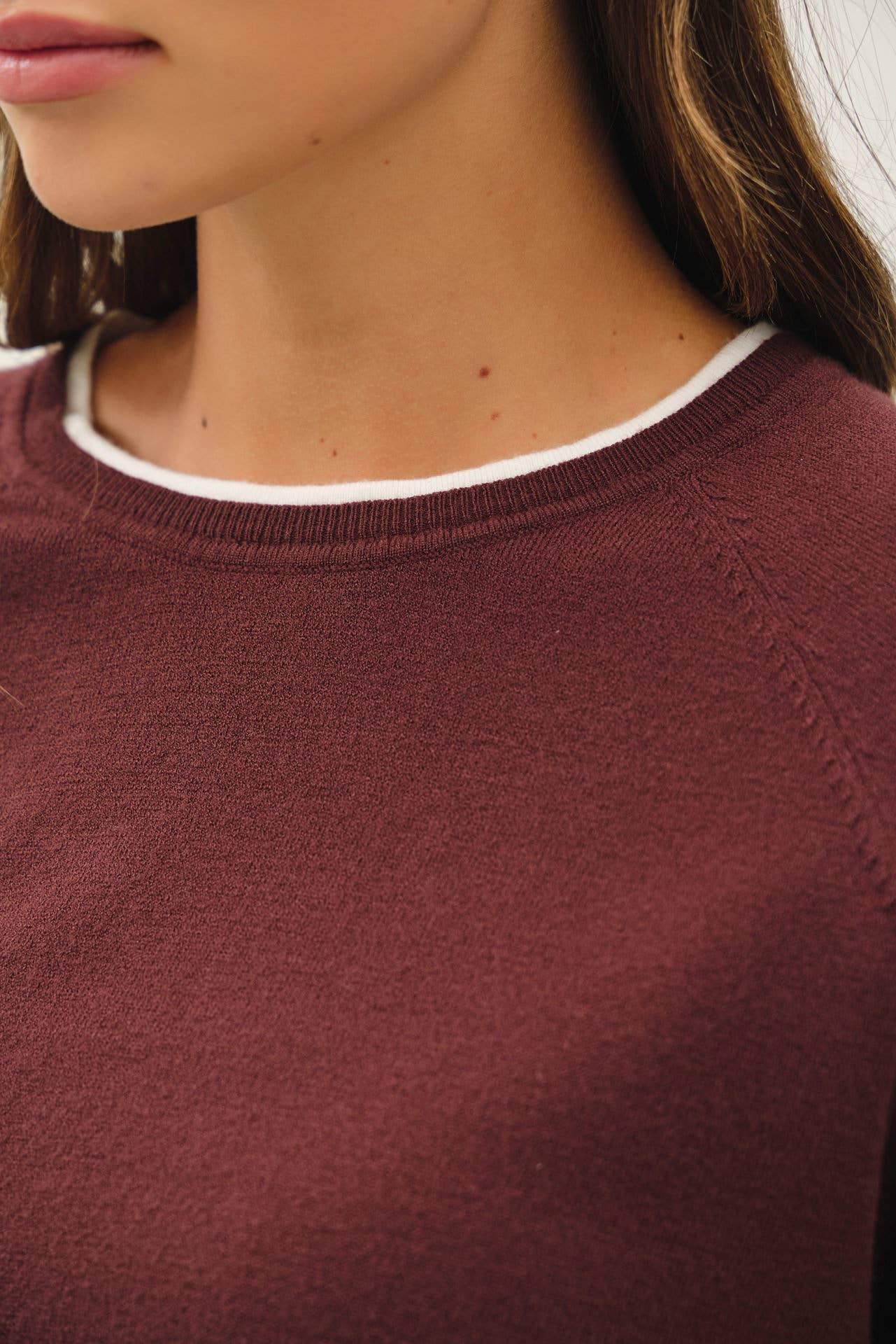 Double Layered Look Raglan Sweater Top