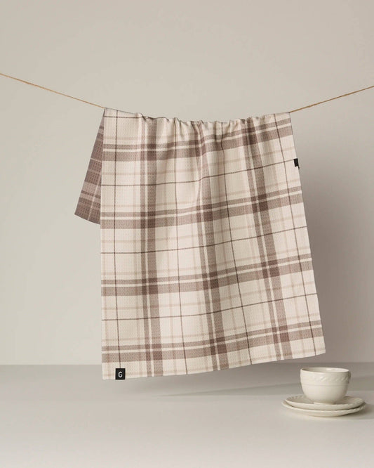 Oat Plaid Luxe Kitchen Towel, Feathered Farmhouse
