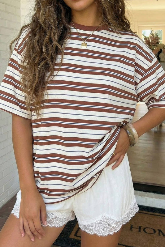Half Sleeve Casual Oversized Tee, Feathered Farmhouse