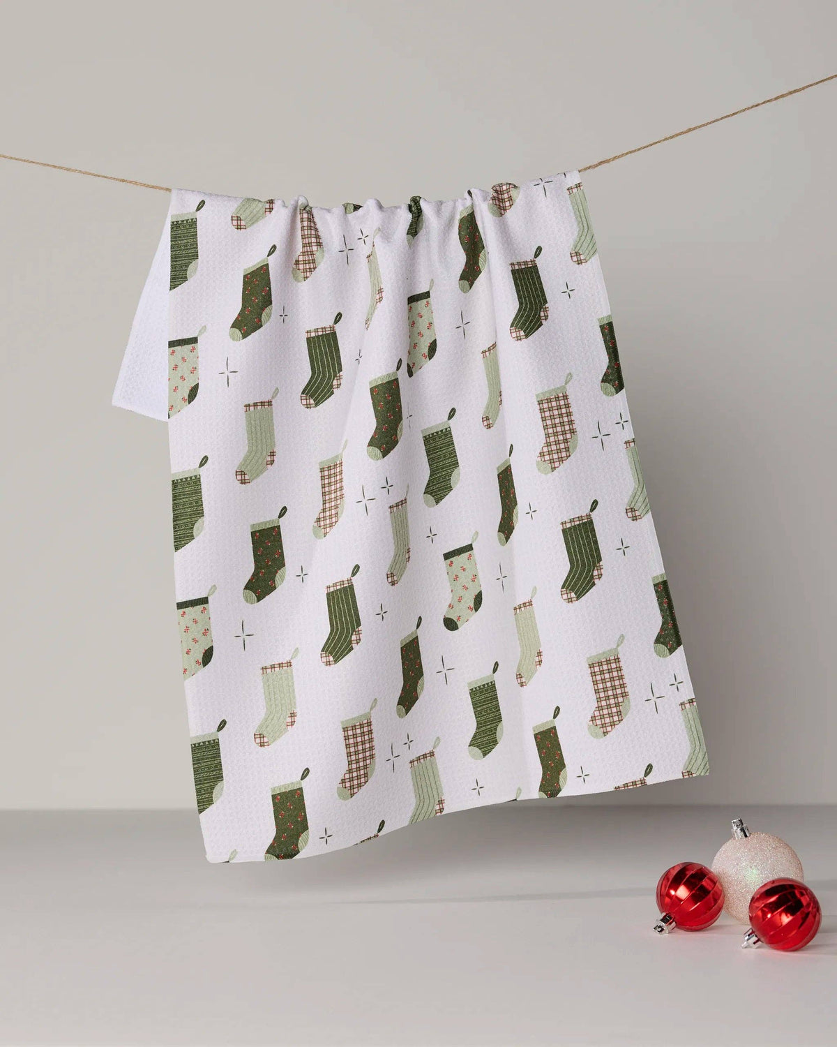 Stocking Medley Tea Towel, Feathered Farmhouse