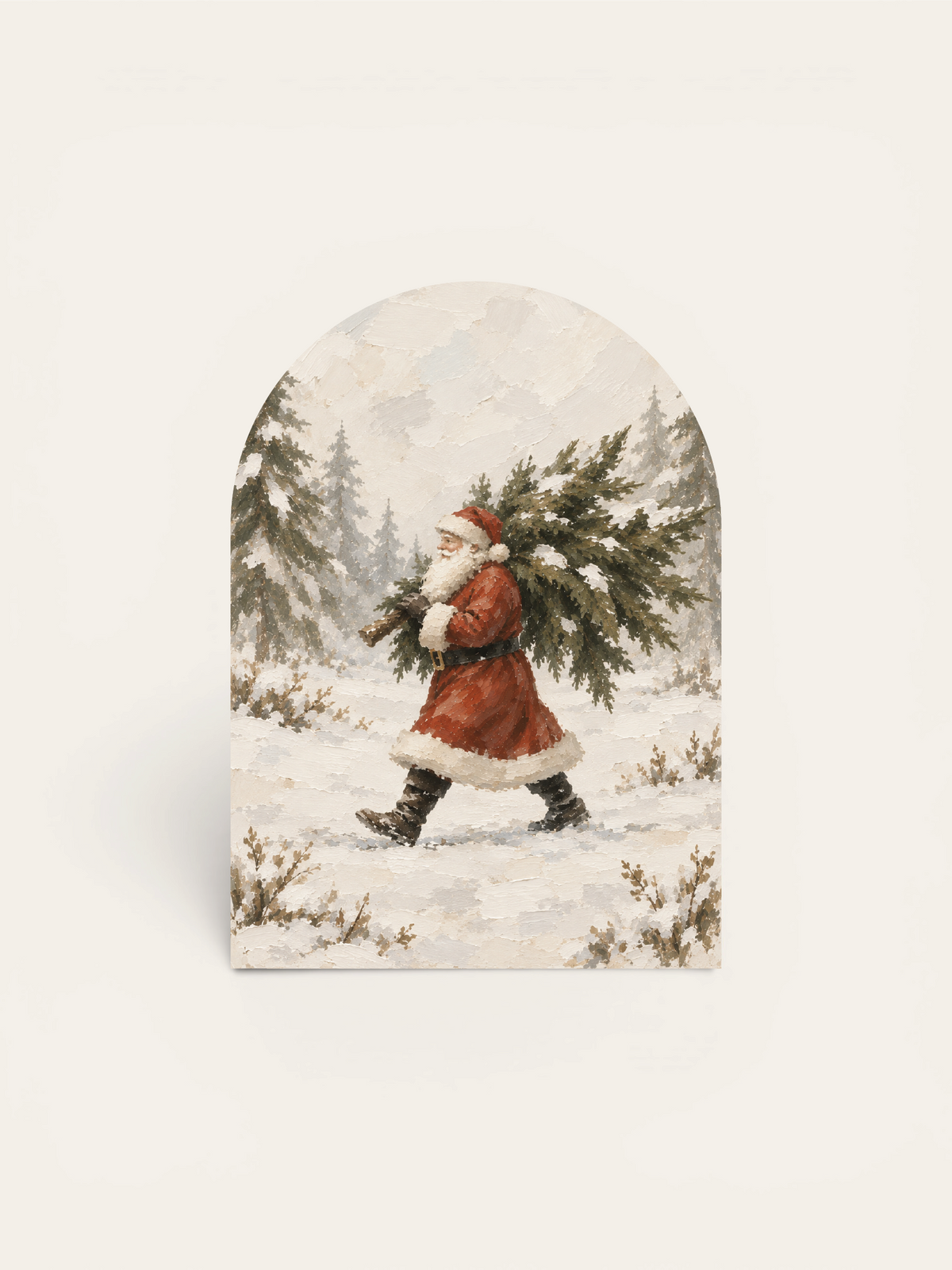 Santa Carrying Tree Arch, Feathered Farmhouse