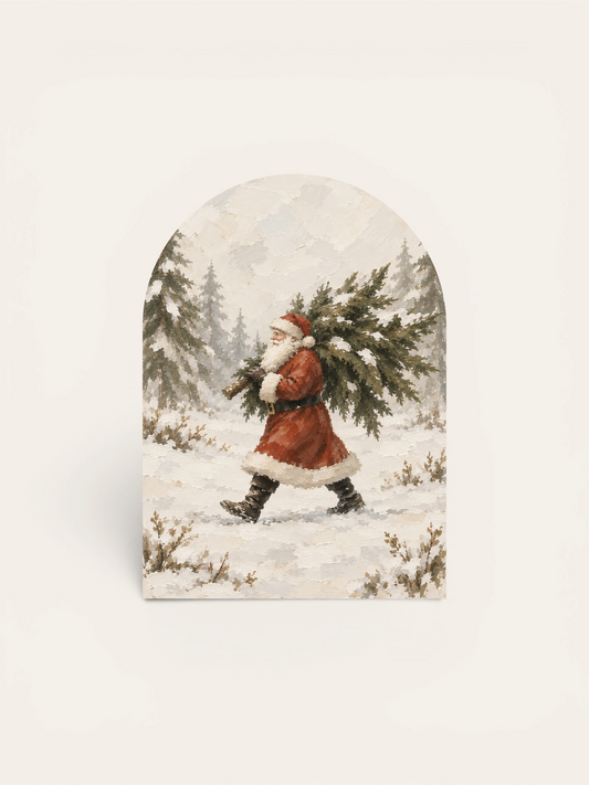Santa Carrying Tree Arch, Feathered Farmhouse