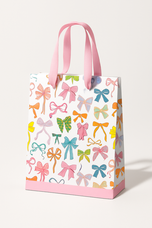 Bow Coquette Colorful Gift Bag, Feathered Farmhouse