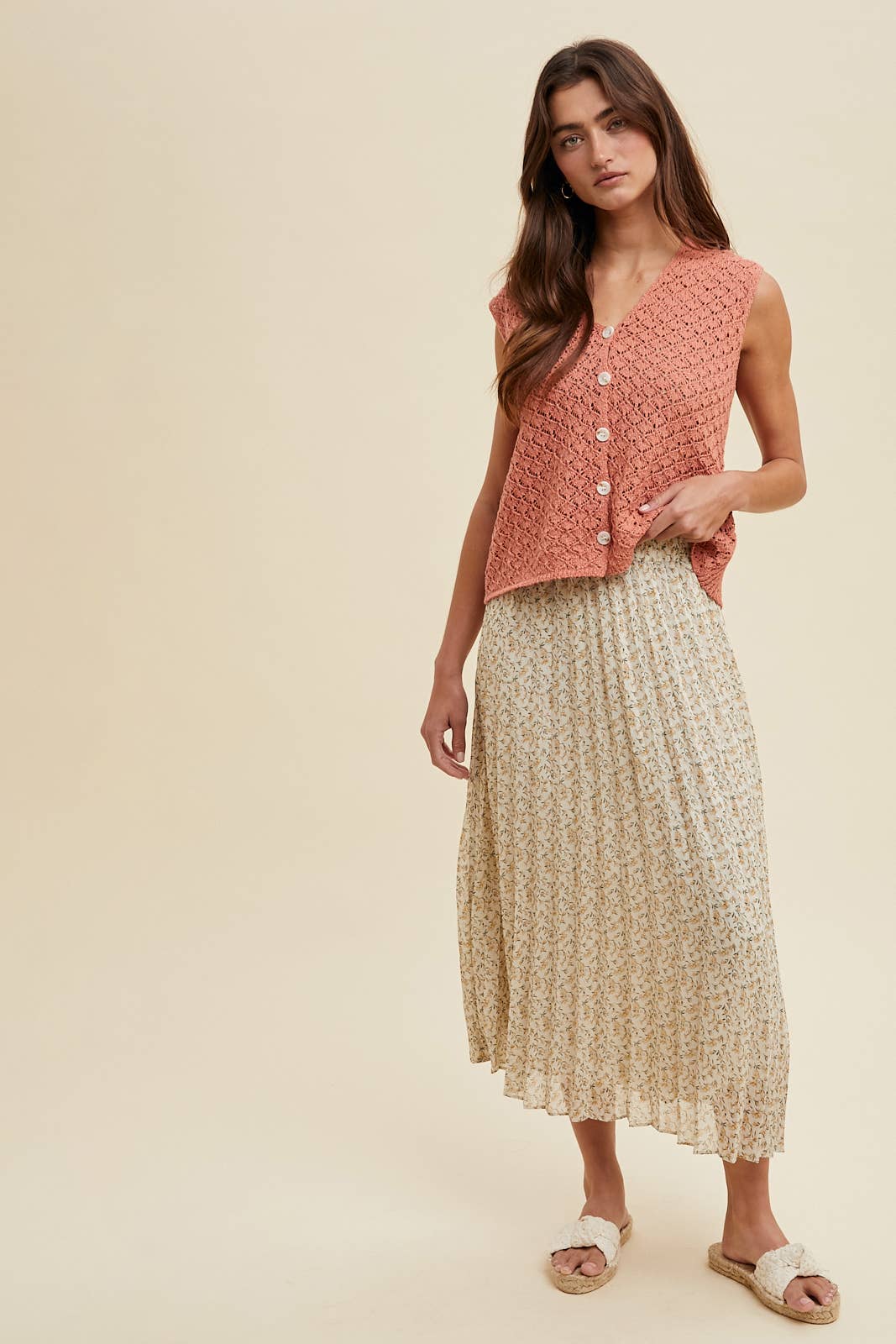 Floral Pleated Midi Skirt, Feathered Farmhouse