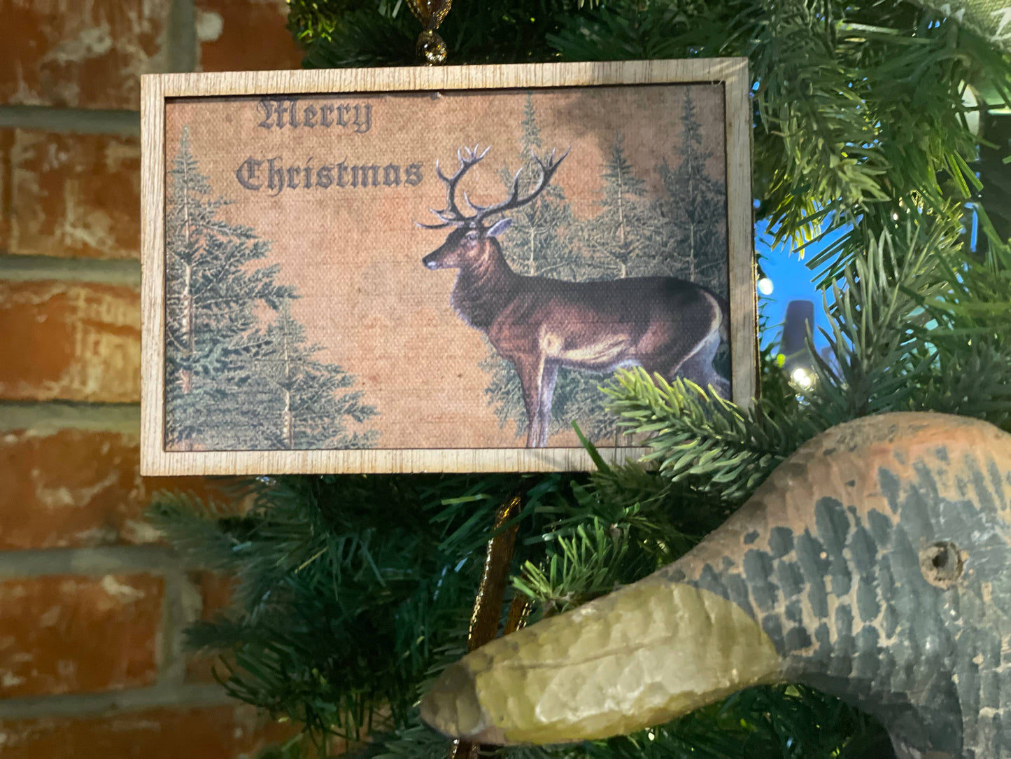 Christmas Deer Ornament, Feathered Farmhouse