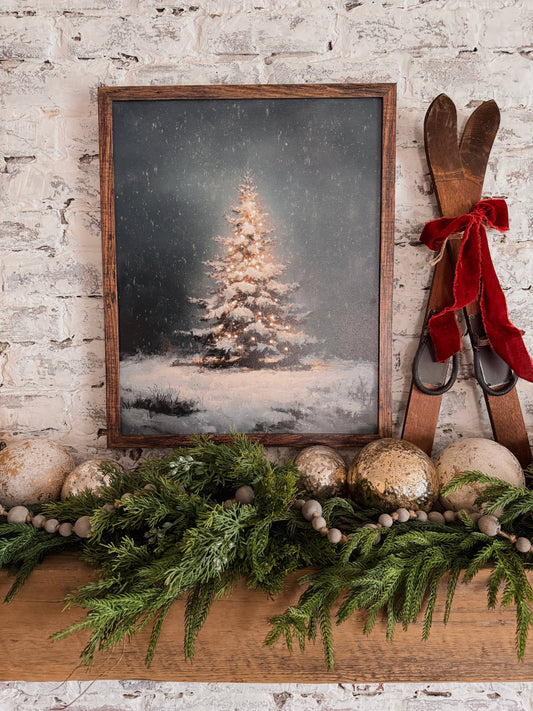 Moody Vintage Lit Up Christmas Tree, The Feathered Farmhouse