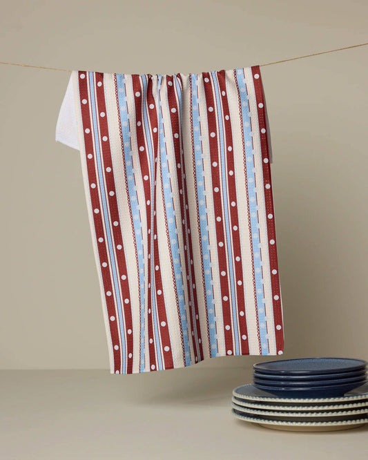 Blue Skies Stripes Tea Towel, Feathered Farmhouse