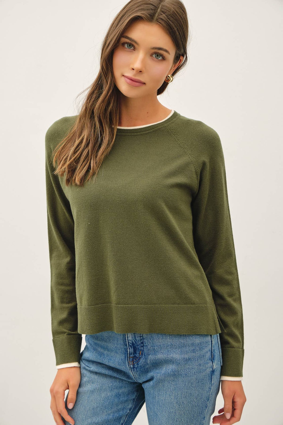 Winter Green Callie Sweater Top, Feathered Farmhouse