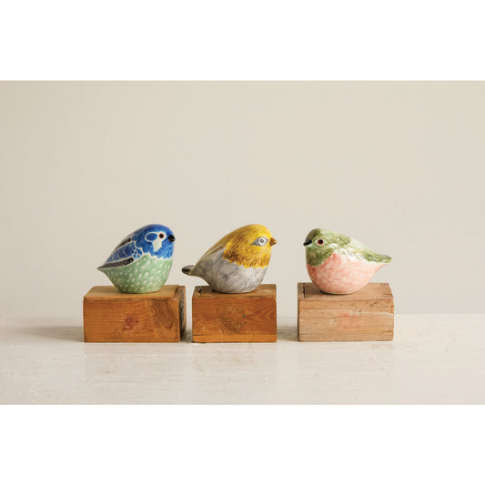 Hand-Painted Stoneware Bird, Feathered Farmhouse
