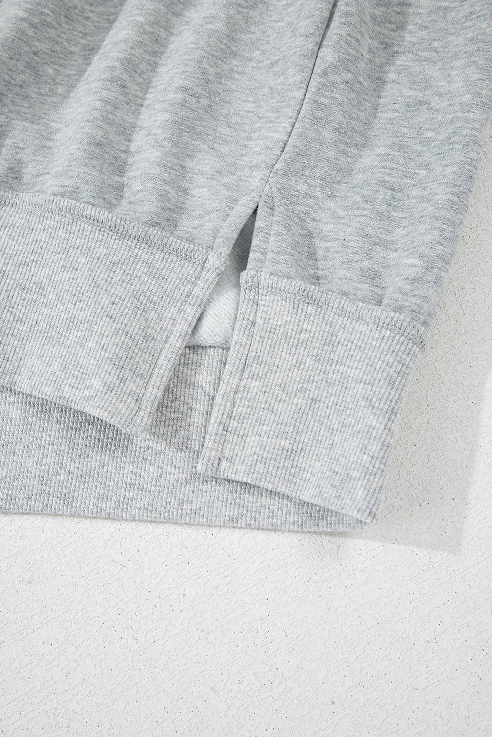 Half Zip Side Slit Sweatshirt, Feathered Farmhouse