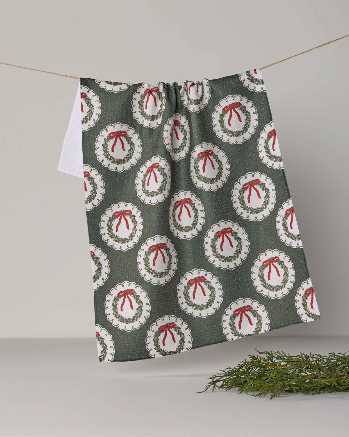Merry Wreaths Tea Towel, Feathered Farmhouse