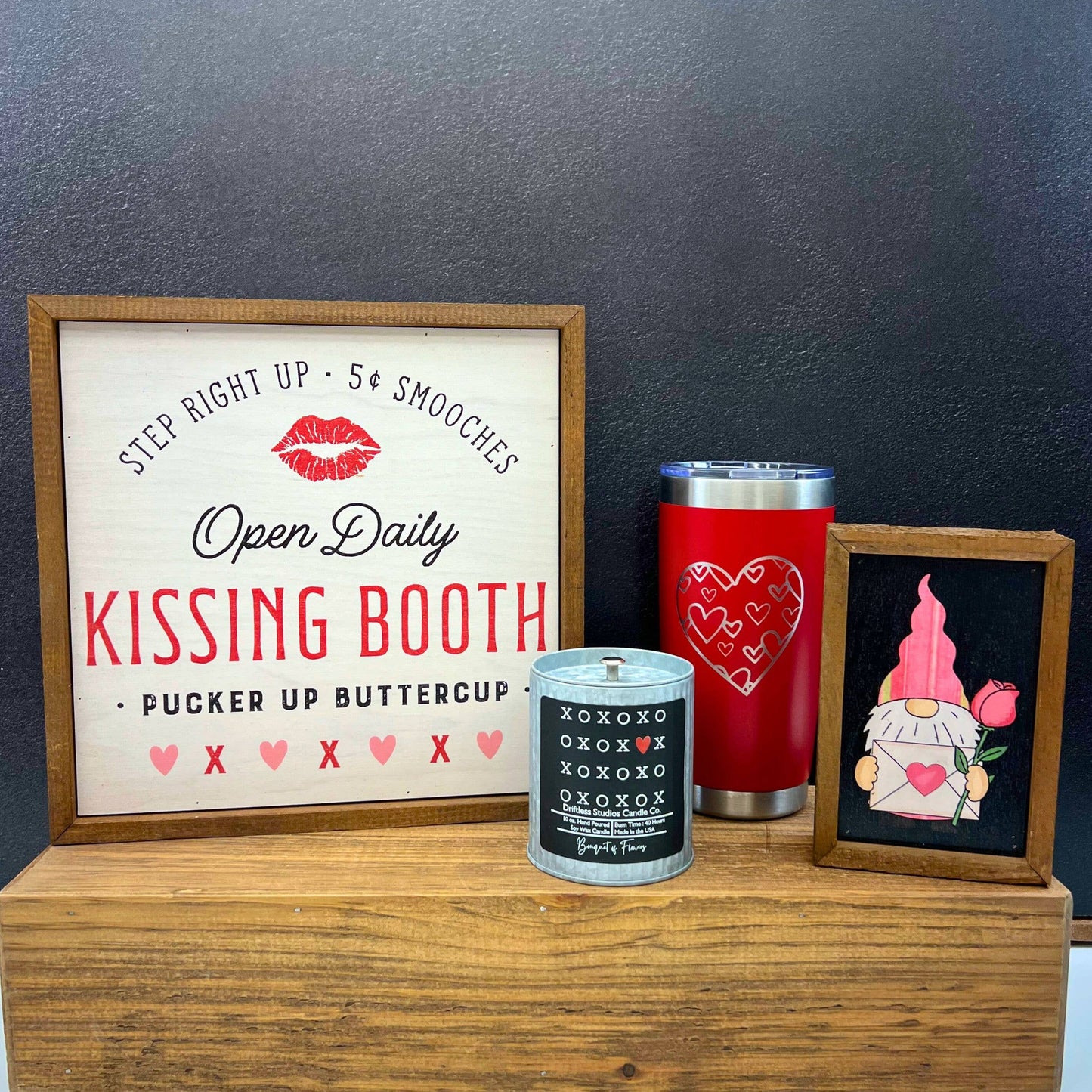 Kissing Booth Wood Sign, The Feathered Farmhouse